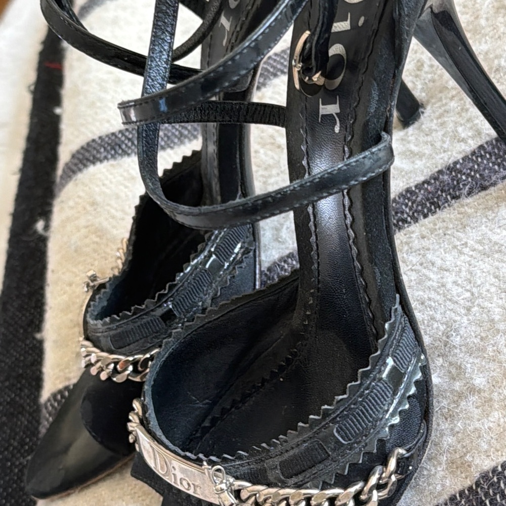 Dior Black Strappy Chain Heels - Picture 6 of 9